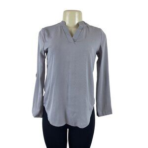 Wangmeicheng Womens Long Sleeve V-Neck Blouse Grey Size S- New